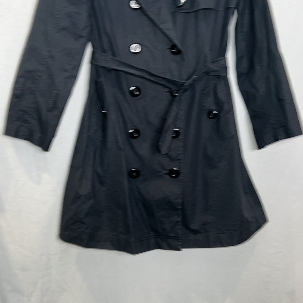 Lightweight Black Cotton Trench, cotton/silk, size 4/6 chic womenswear jacket - Picture 6 of 15